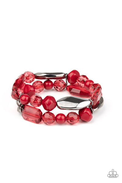 Paparazzi Accessories Rock Candy Bracelet - Red