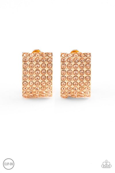 Paparazzi Accessories Hollywood Hotshot Earrings (Clip-On) - Gold