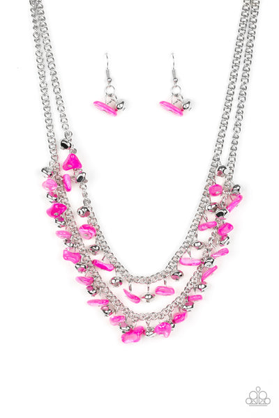 Paparazzi Accessories Pebble Pioneer Necklace - Pink