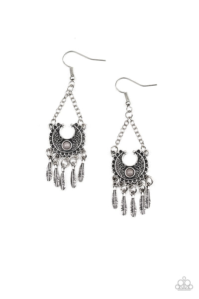 Paparazzi Accessories Fabulously Feathered Earrings - Silver