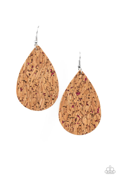Paparazzi Accessories CORK It Over Earrings - Pink
