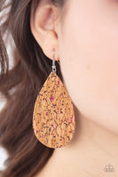 Paparazzi Accessories CORK It Over Earrings - Pink