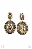 Paparazzi Accessories Ageless Artifact Earrings (Clip-On) - Brass