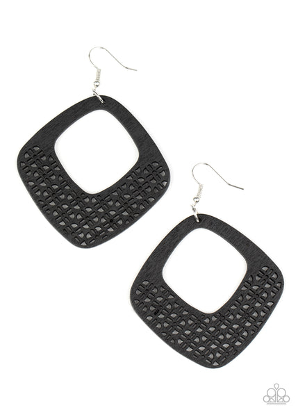 Paparazzi Accessories WOOD You Rather Earrings - Black