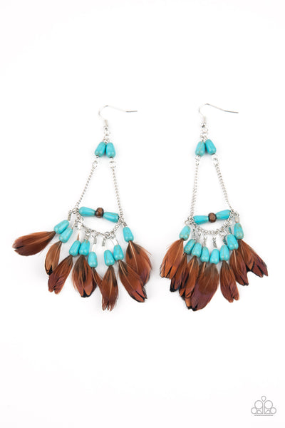 Paparazzi Accessories Haute Hawk Earrings - Turquoise