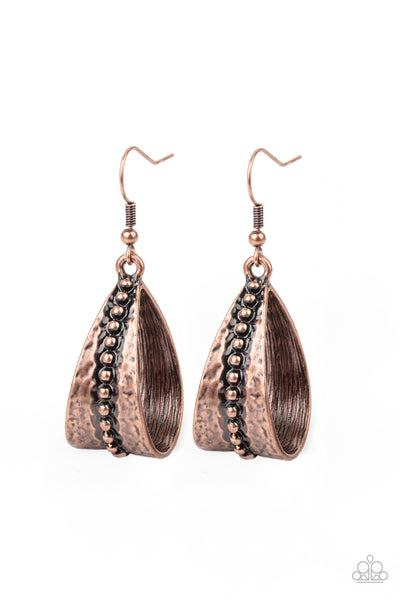 Paparazzi Accessories STIRRUP Some Trouble Earrings - Copper