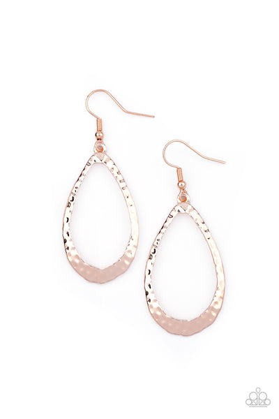 Paparazzi Accessories BEVEL-headed Brilliance Earrings - Rose Gold