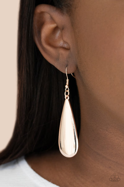 Paparazzi Accessories The Drop Off Earrings - Rose Gold