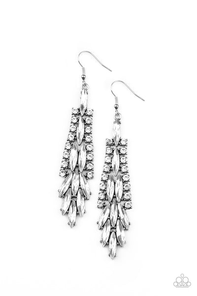 Paparazzi Accessories Crown Heiress Earrings - White