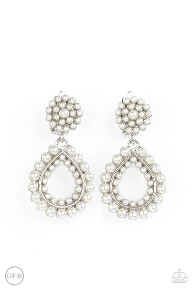 Paparazzi Accessories Discerning Droplets (Clip-On) Earrings - White