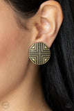 Paparazzi Accessories Shielded Shimmer Earrings - Brass