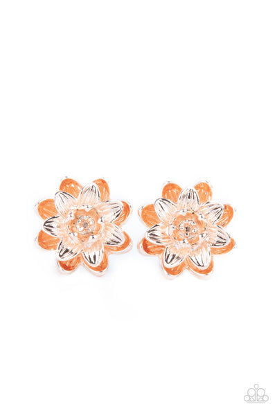 Paparazzi Accessories Water Lily Love Earrings - Rose Gold