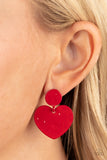 Paparazzi Accessories Just a Little Crush Earrings - Red