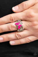Paparazzi Accessories All FLUTTERED Up Ring - Pink
