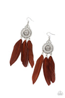 Paparazzi Accessories Pretty in PLUMES Earrings - Brown