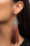 Paparazzi Accessories Pretty in PLUMES Earrings - Brown