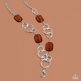 Paparazzi Accessories Stained Glass Glamour Lanyard Necklace - Brown