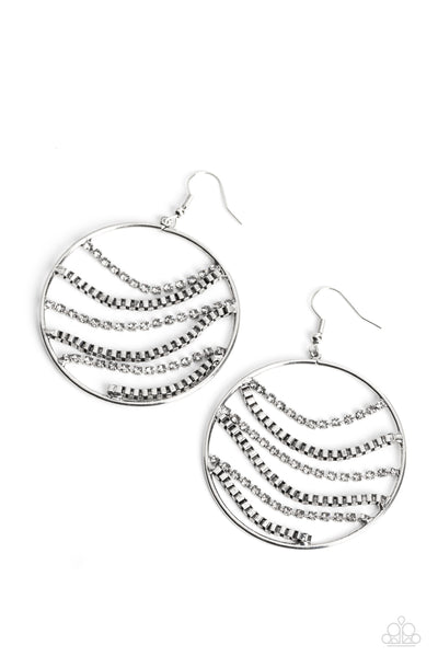 Paparazzi Accessories Fighting Fortune Earrings - White